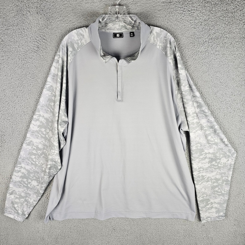 FootJoy FJ Pullover Mens 2XL Grey Camo Quarter Zip Golf Performance 28637